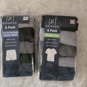 George Boxer Briefs and Pocket T-Shirts Bundle, Size Small, New